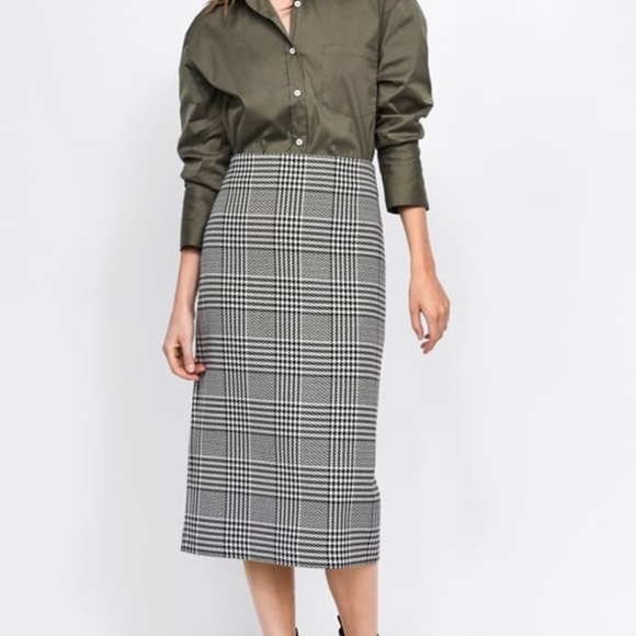 NWT Zara White Black Midi Skirt - Picture 2 of 2